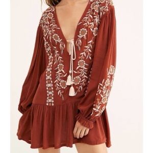 Free People Wild Dreams Embroidered Tunic - MEDIUM